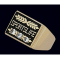 Corporate Signet 10K Gold Men's Ring W/ Bottom Row Diamond